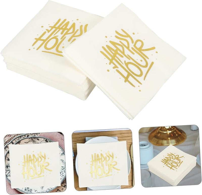 نوليتوي مناديل ورقية يمكن التخلص منها 50 ورقة تصميم أنيق من رقاقة معدنية ناعمة وماصة للحفلات والأعراس - Image 4